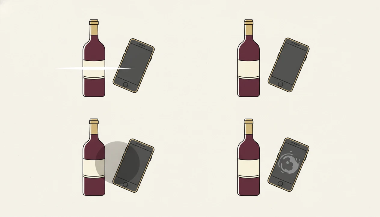 An illustration shows glare, angled framing, shadow, and a smudged lens causing poor wine scans.